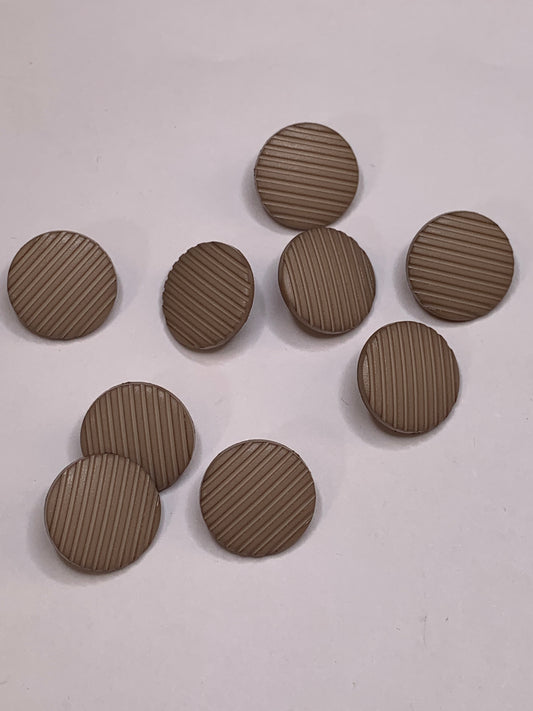 Vintage 9 Round Plastic Buttons, Shank, Brown, 1.5 cm, New/Old Stock