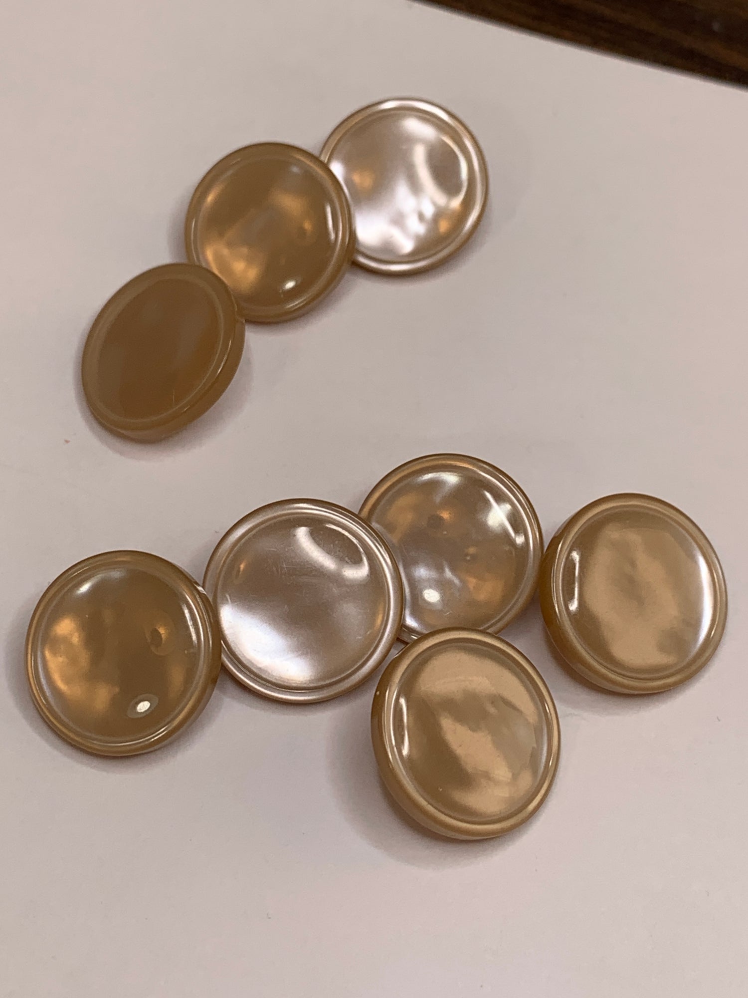Vintage 8 Round Plastic Buttons, Shank, Brown, 1.5 cm, New/Old Stock 