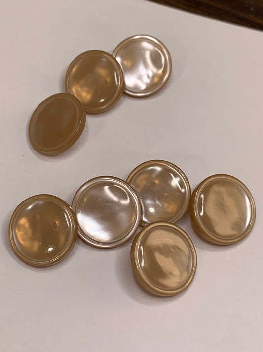 Vintage 8 Round Plastic Buttons, Shank, Brown, 1.5 cm, New/Old Stock 