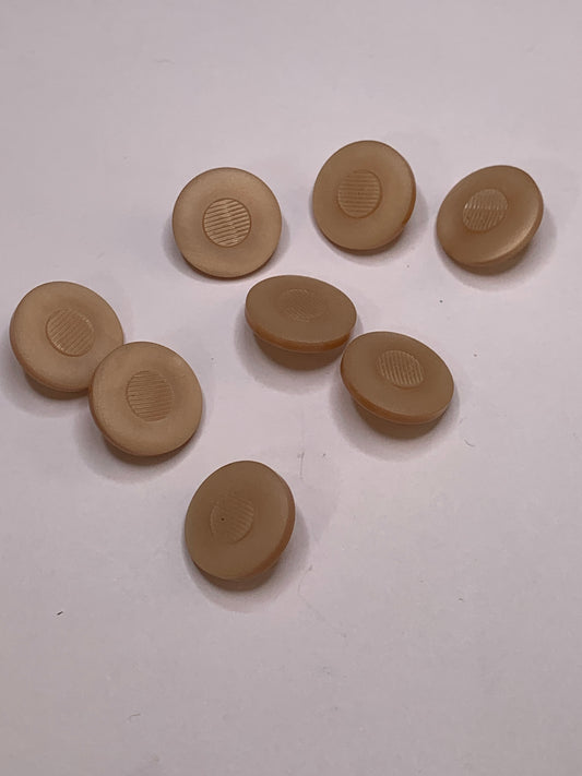 Vintage 8 Round Plastic Buttons, Shank, Brown, 1.5 cm, New/Old Stock