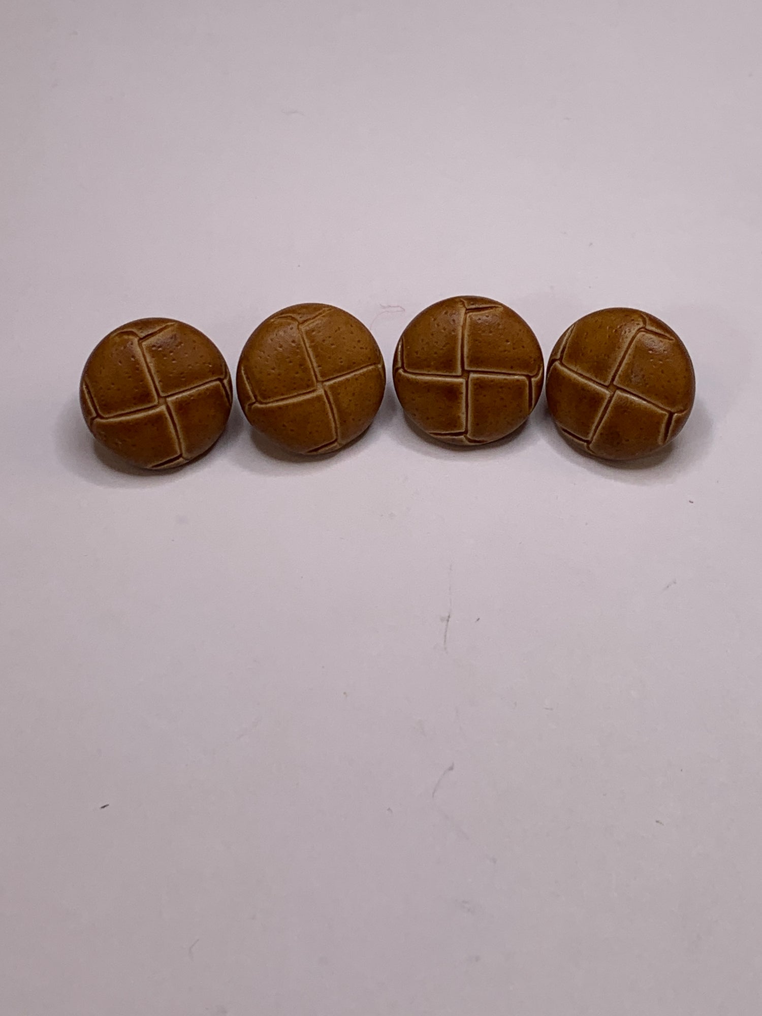 Vintage 4 Round Plastic Buttons, Shank, Brown, 1.5 cm, New/Old Stock