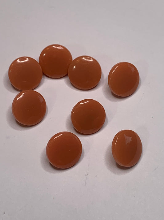 Vintage 8 Round Plastic Buttons, Shank, Brown, 1.0 cm, New/Old Stock