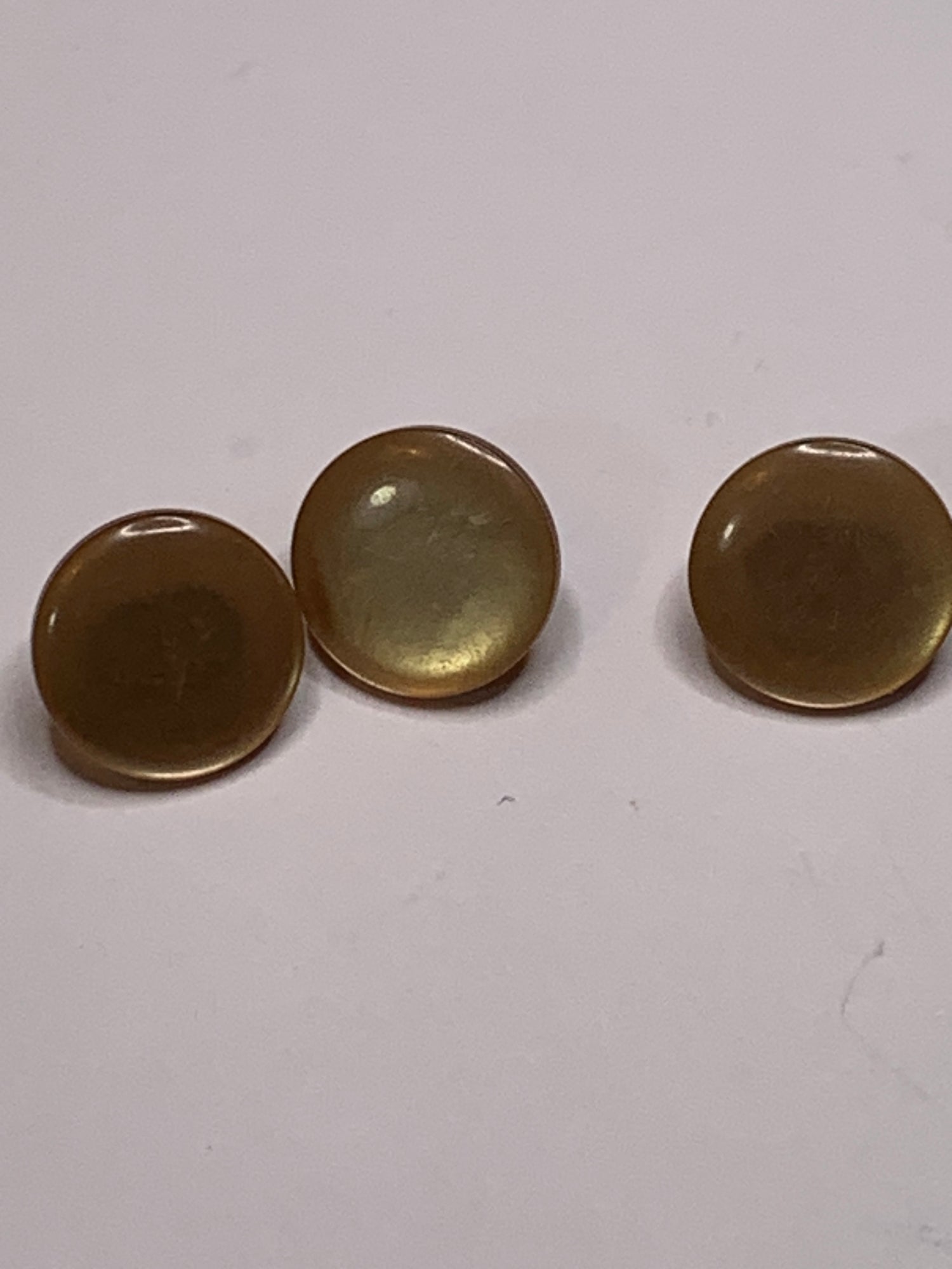 Vintage 3 Round Plastic Buttons, Shank, Brown, 1.0 cm, New/Old Stock 
