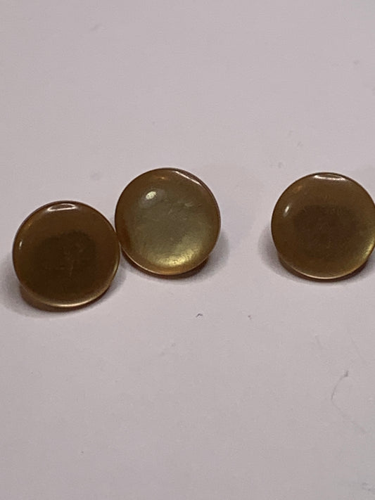 Vintage 3 Round Plastic Buttons, Shank, Brown, 1.0 cm, New/Old Stock