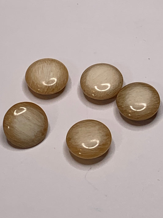 Vintage 5 Round Plastic Buttons, Shank, Brown, 1.2 cm, New/Old Stock