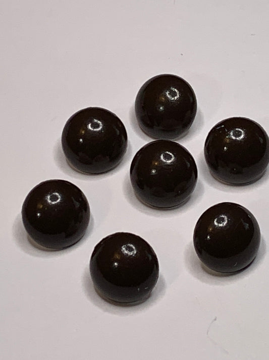 Vintage 7 Round Plastic Buttons, Shank, Brown, 1.2 cm, New/Old Stock