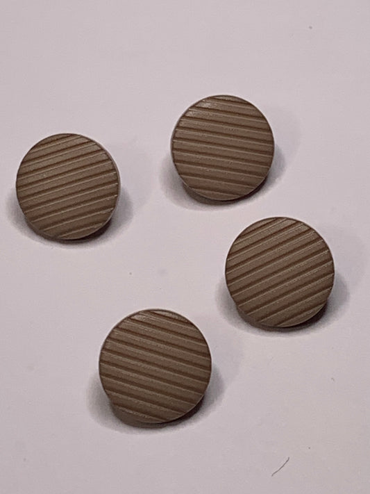 Vintage 4 Round Plastic Buttons, Shank, Brown, 1.2 cm, New/Old Stock