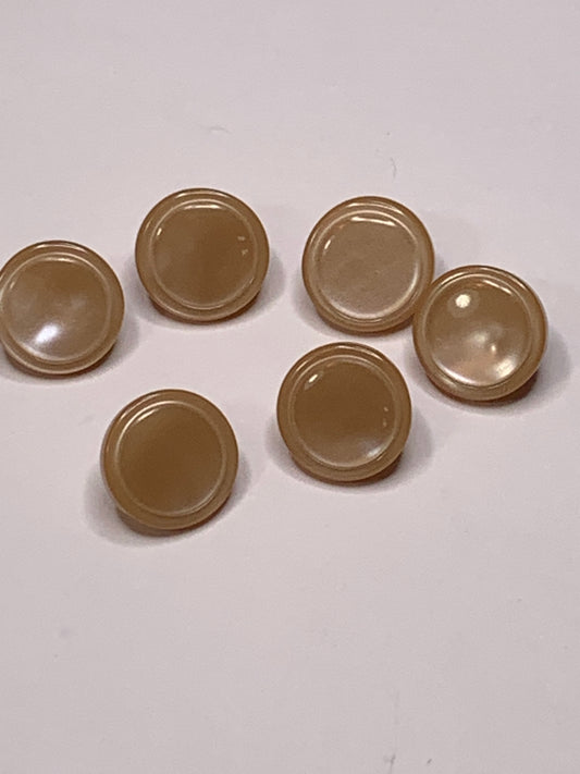 Vintage 6 Round Plastic Buttons, Shank, Brown, 1.0 cm, New/Old Stock