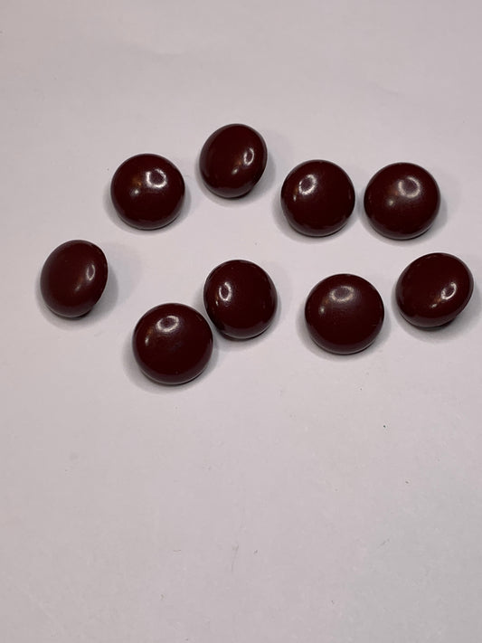 Vintage 9 Round Plastic Buttons, Shank, Brown, 1.2 cm, New/Old Stock