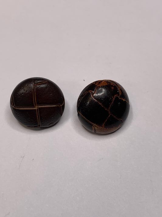 Vintage 2 Round Plastic Buttons, Shank, Brown, 1.2 cm, New/Old Stock