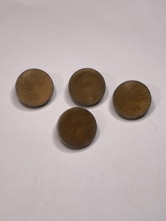 Vintage 4 Round Plastic Buttons, Shank, Brown, 1.5 cm, New/Old Stock