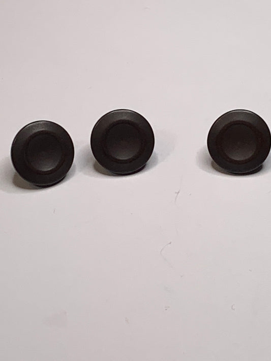 Vintage 3 Round Plastic Buttons, Shank, Brown, 1.5 cm, New/Old Stock