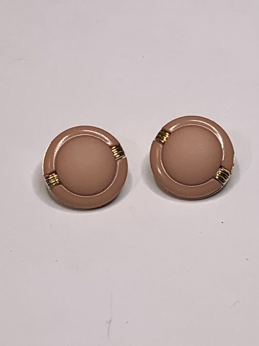 Vintage 2 Round Plastic Buttons, Shank, Brown, 1.5 cm, New/Old Stock