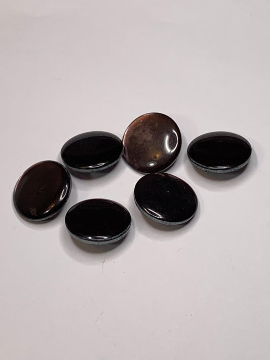 Vintage 6 Round Plastic Buttons, Shank, Brown, 1.8 cm, New/Old Stock