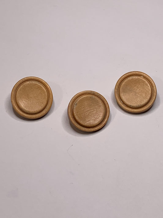 Vintage 3 Round Plastic Buttons, Shank, Brown, 1.8 cm, New/Old Stock