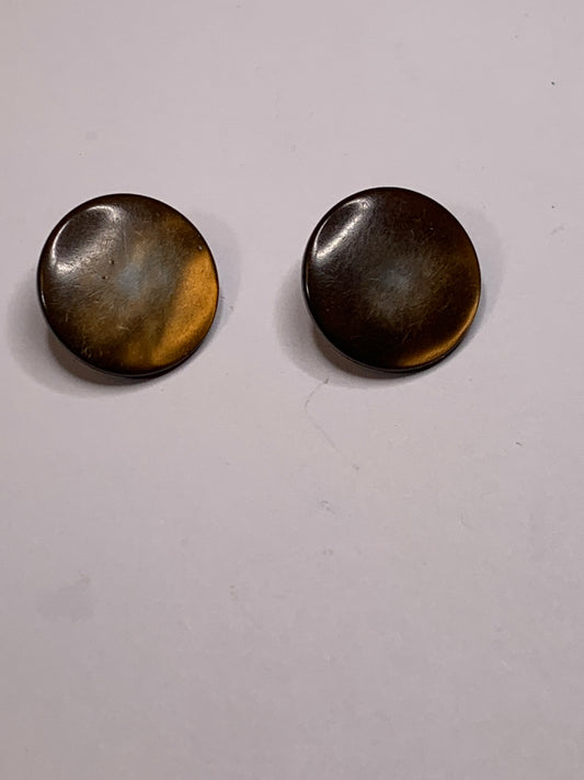 Vintage 2 Round Plastic Buttons, Shank, Brown, 1.8 cm, New/Old Stock