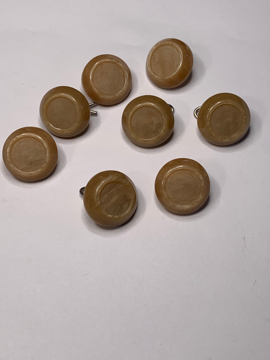 Vintage 8 Round Plastic Buttons, Shank, Brown, 1.8 cm, New/Old Stock
