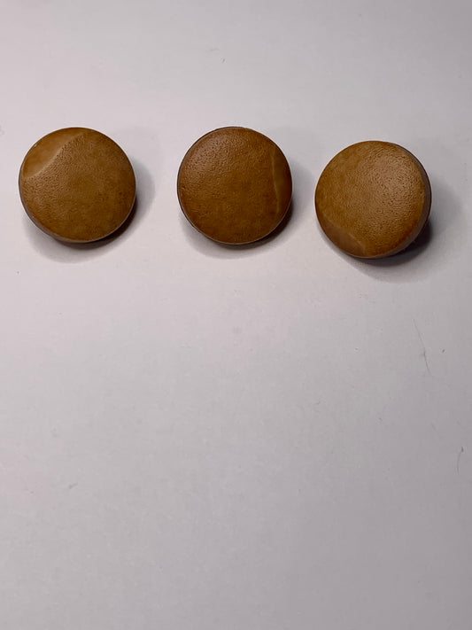 Vintage 3 Round Plastic Buttons, Shank, Brown, 1.8 cm, New/Old Stock