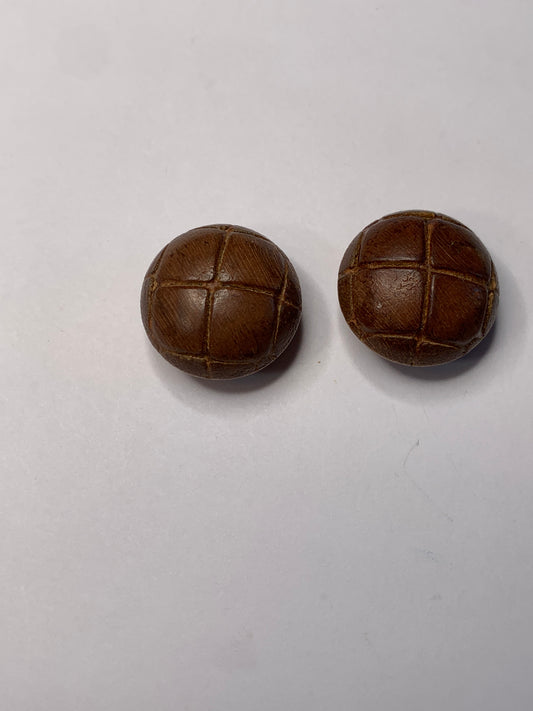 Vintage 2 Round Plastic Buttons, Shank, Brown, 2.0 cm, New/Old Stock