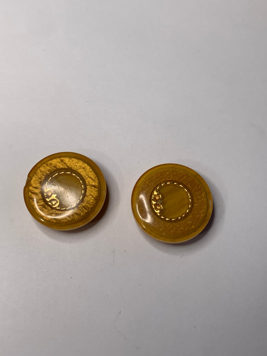 Vintage 2 Round Plastic Buttons, Shank, Brown, 2.0 cm, New/Old Stock