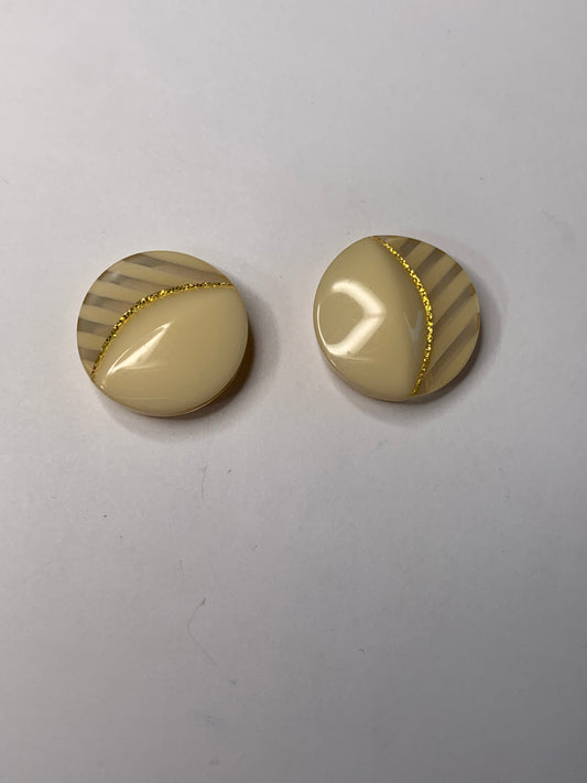 Vintage 2 Round Plastic Buttons, Shank, Brown, 2.0 cm, New/Old Stock