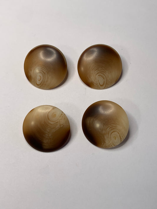 Vintage 4 Round Plastic Buttons, Shank, Brown, 2.2 cm, New/Old Stock