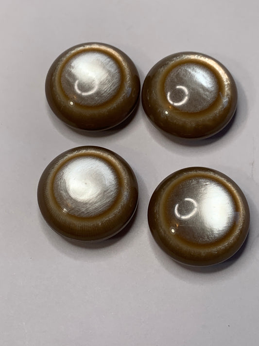 Vintage 4 Round Plastic Buttons, Shank, Brown, 2.2 cm, New/Old Stock