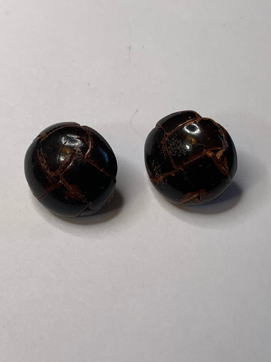 Vintage 2 Round Plastic Buttons, Shank, Brown, 2.0 cm, New/Old Stock