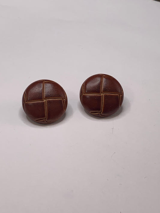Vintage 2 Round Plastic Buttons, Shank, Brown, 2.2 cm, New/Old Stock