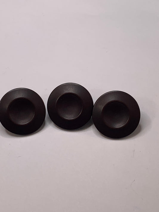 Vintage 3 Round Plastic Buttons, Shank, Brown, 2.2 cm, New/Old Stock