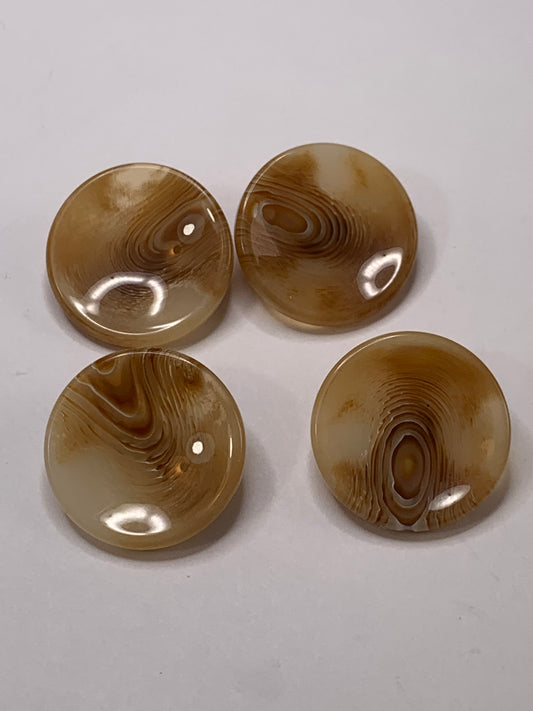 Vintage 4 Round Plastic Buttons, Shank, Brown, 2.2 cm, New/Old Stock