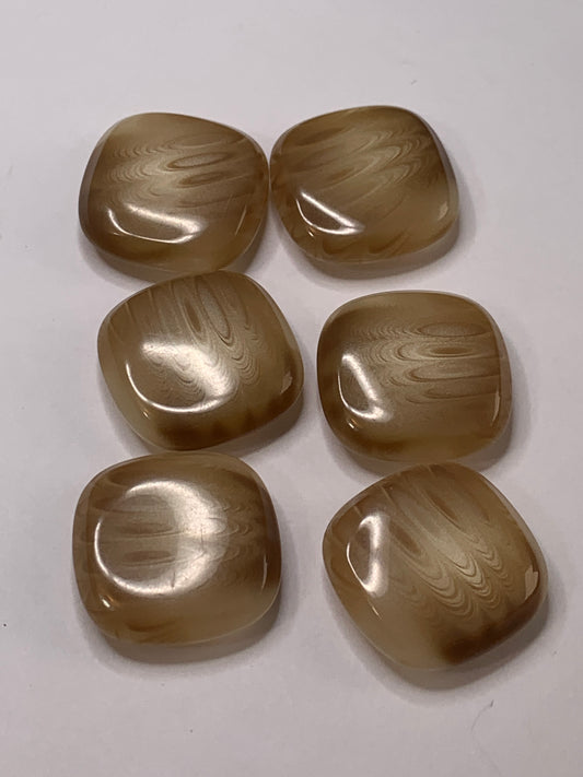 Vintage 6 Round Plastic Buttons, Shank, Brown, 2.2 cm, New/Old Stock