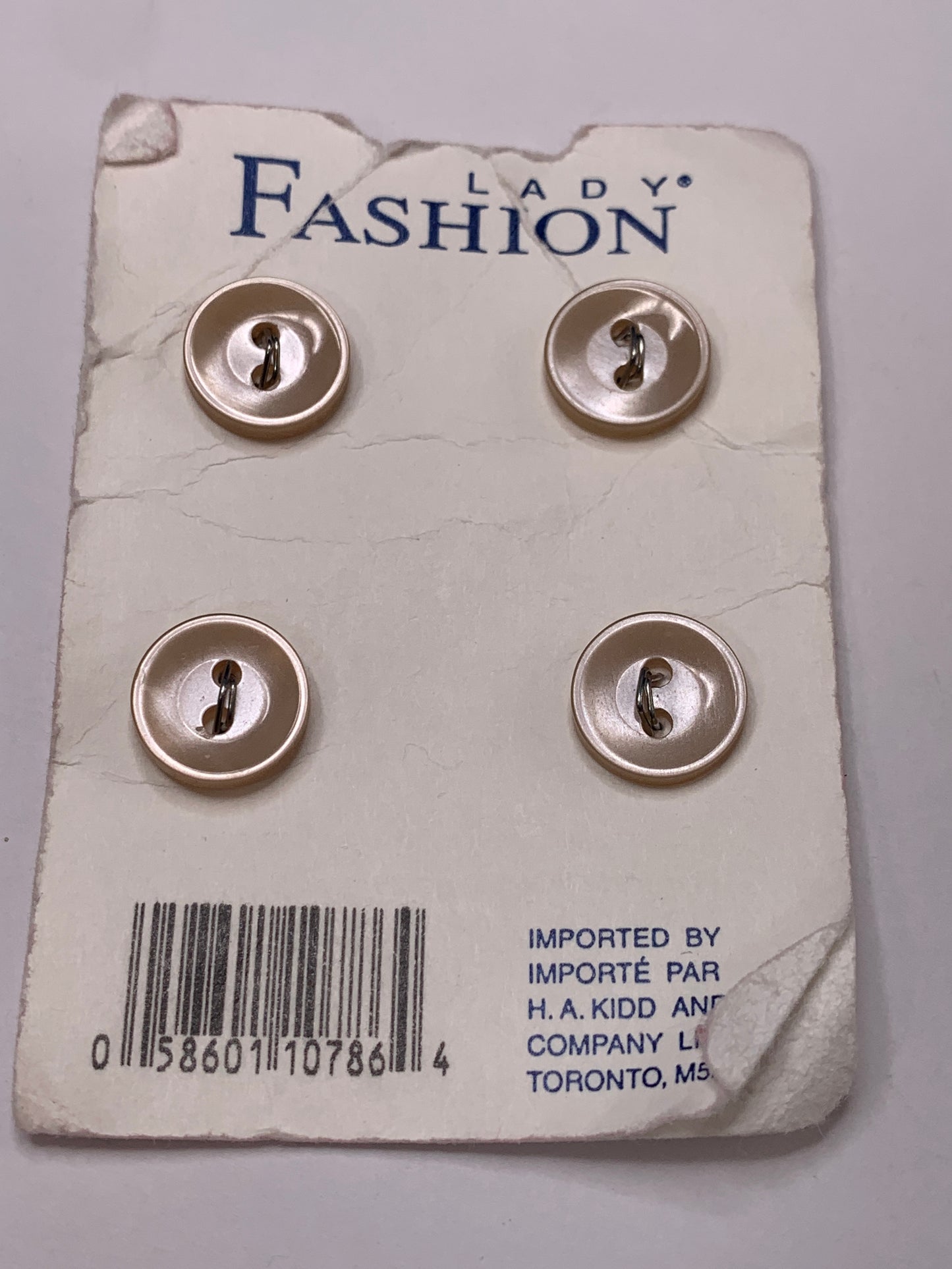Vintage 4 Round Plastic Buttons, Two Holes, Brown, 1.0 cm, New/Old Stock