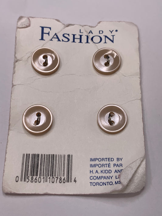 Vintage 4 Round Plastic Buttons, Two Holes, Brown, 1.0 cm, New/Old Stock