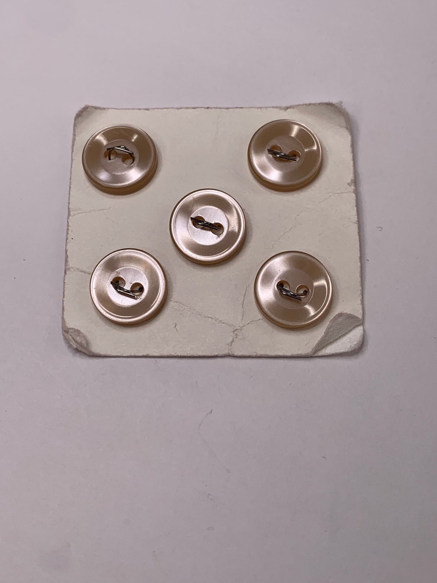 Vintage 5 Round Plastic Buttons, Two Holes, Brown, 1.0 cm, New/Old Stock