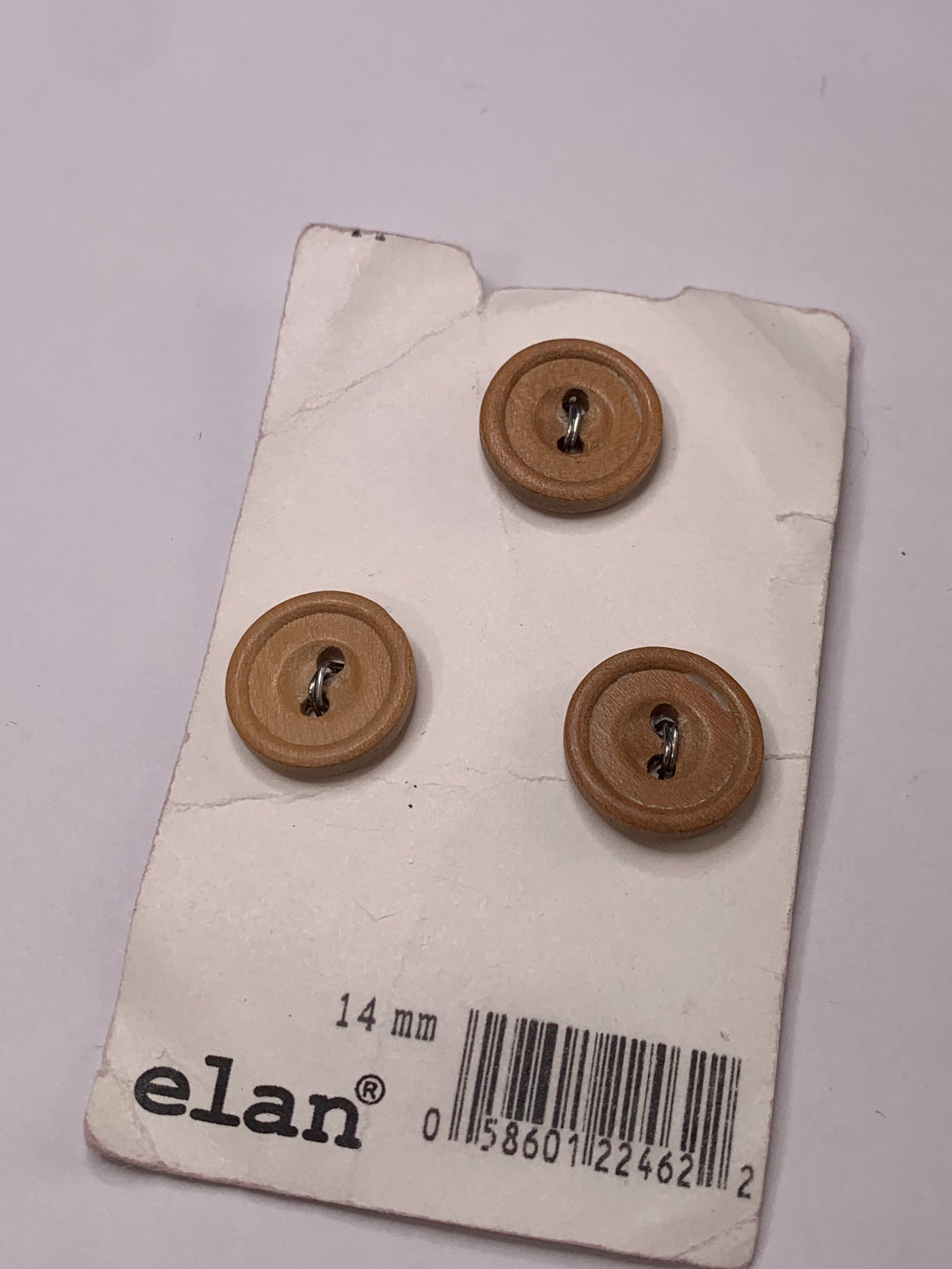 Vintage 3 Round Plastic Buttons, Two Holes, Brown, 1.4 cm, New/Old Stock