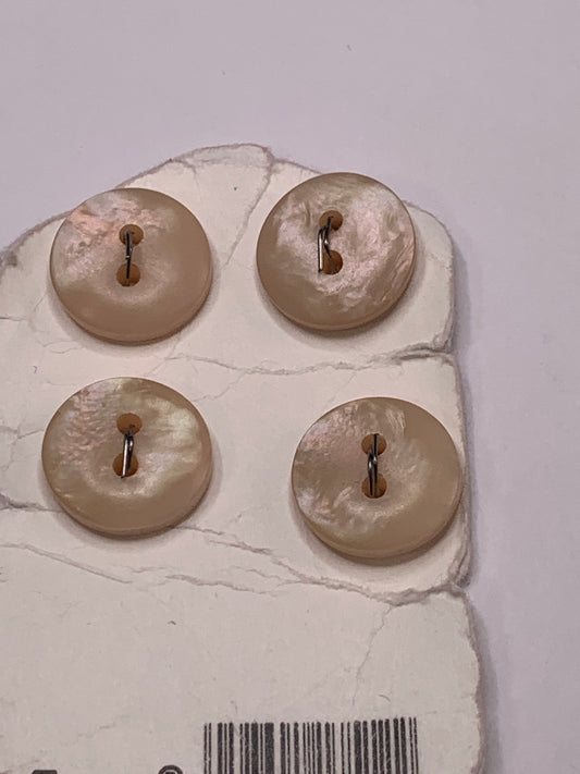 Vintage 4 Round Plastic Buttons, Two Holes, Brown, 1.5 cm, New/Old Stock