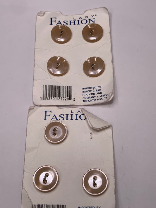 Vintage 7 Round Plastic Buttons, Two Holes, Brown, 1.5 cm, New/Old Stock