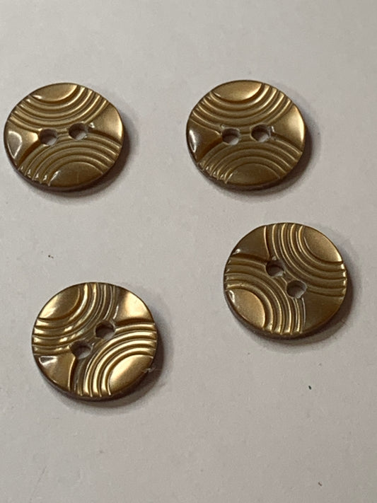 Vintage 4 Round Plastic Buttons, Two Holes, Brown, 1.2 cm, New/Old Stock