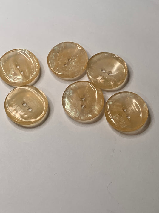 Vintage 6 Round Plastic Buttons, Two Holes, Brown,  2.0 cm, New/Old Stock