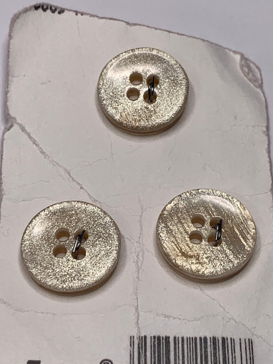 Vintage 3 Round Plastic Buttons, Four Holes, Brown, 1.5 cm, New/Old Stock