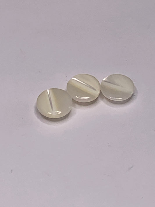 Vintage 3 Round Plastic Buttons, Shank, White, .08 cm, New/Old Stock
