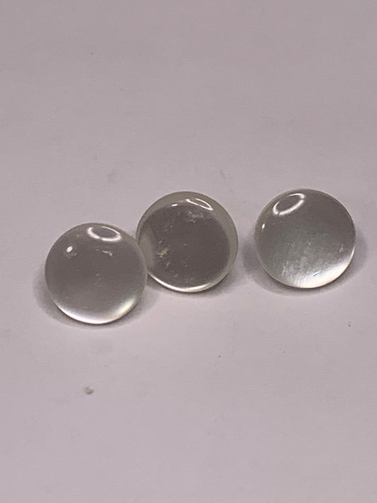 Vintage Baby/Children 3 Round Plastic Buttons, Shank, White, .08 cm, New/Old Stock