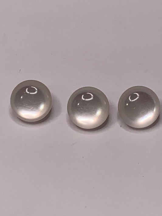 Vintage Baby/Children 3 Round Plastic Buttons, Shank, White, 1.2 cm, New/Old Stock