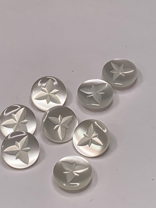 Vintage Baby/Children 8 Round Plastic Buttons, Shank, White, 1.2 cm, New/Old Stock