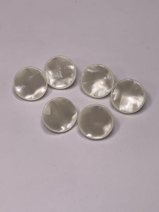 Vintage Baby/Children 6 Round Plastic Buttons, Shank, White, 1.2 cm, New/Old Stock