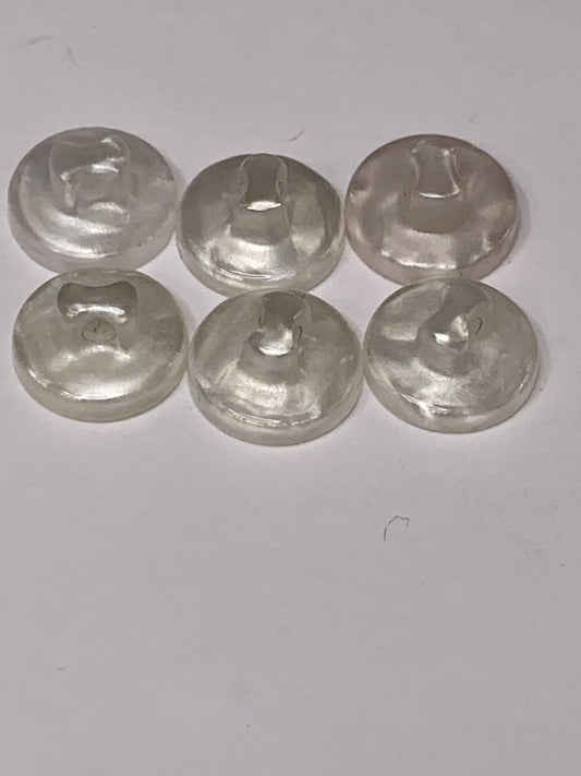Vintage Baby/Children 6 Round Plastic Buttons, Shank, White, 1.2 cm, New/Old Stock