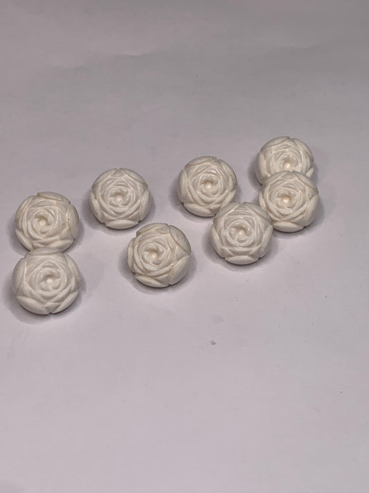 Vintage Baby/Children 8 Round Plastic Buttons, Shank, White, 1.2 cm, New/Old Stock