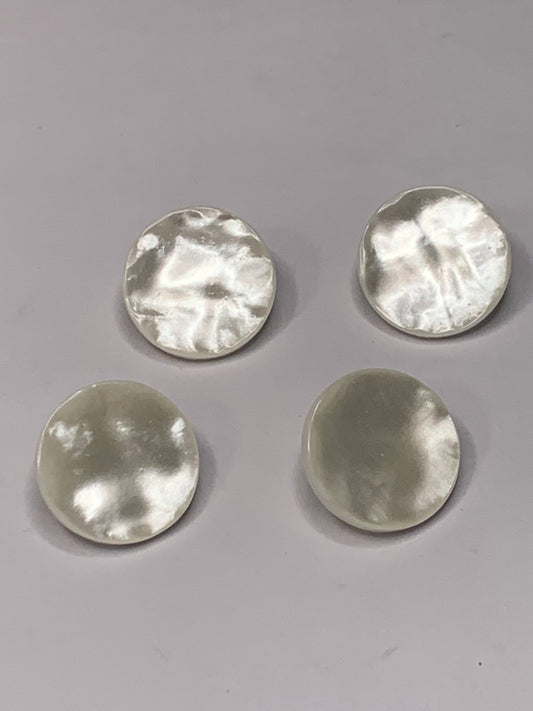 Vintage Baby/Children 4 Round Plastic Buttons, Shank, White, 1.5 cm, New/Old Stock