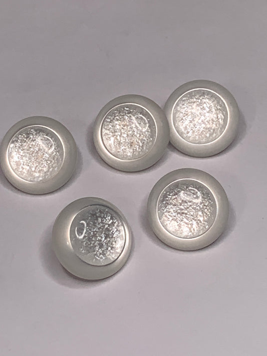 Vintage Baby/Children 5 Round Plastic Buttons, Shank, White, 1.5 cm, New/Old Stock